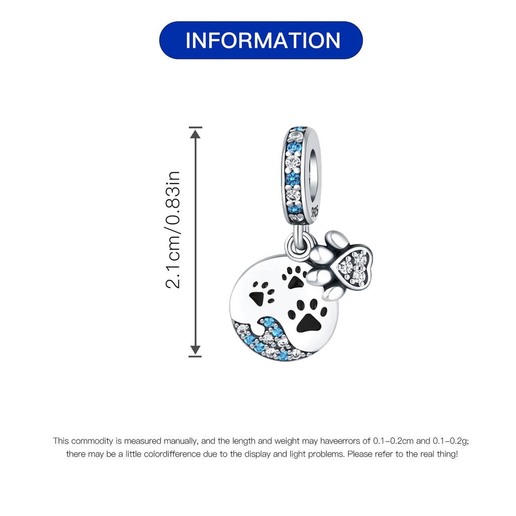 Beads Copper Charms Original Blue Cute Claw Pendant Beads Fit Bracelet Jewelry Diy Women Fine Gift Accessory