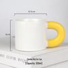 Chubby Matte White Ceramic Mug - Yellow Handle (2-Pack)