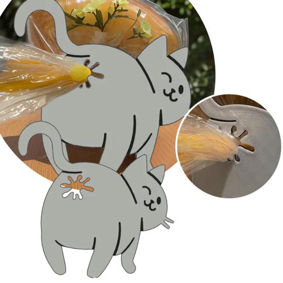 Cat Butt Bread Clip 3D Printed Cat Shaped Bag Holder Reusable Food Bag Clips for Bread Snack Bags Novelty Kitchen Gadget for Cat Lovers