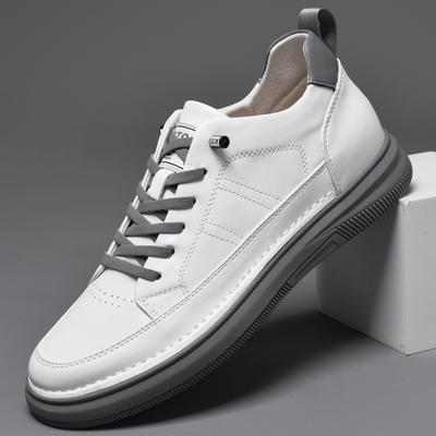 Fashion Italy High Quality All White Men's Leather Casual Shoes Increase Simple Pure Black Sneakers Breathable Sneakers Luxury Shoes