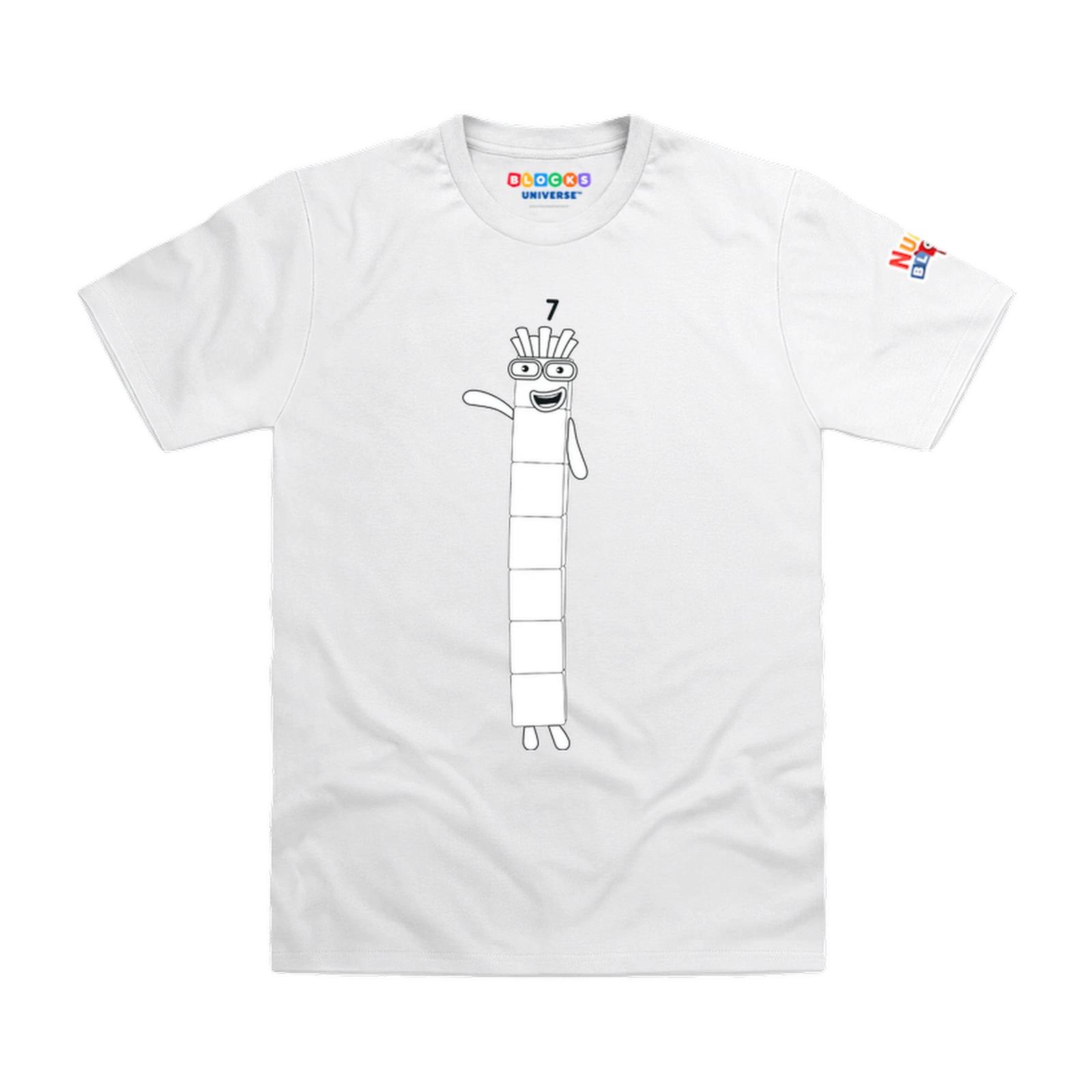 Officially Licensed Numberblocks Colour It In Seven Kids T-Shirt 120