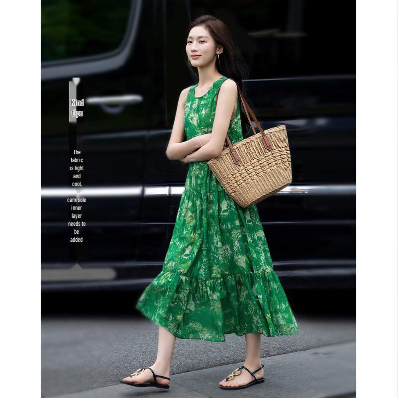 

Demana French Style Floral Print A-Line Midi Dress L