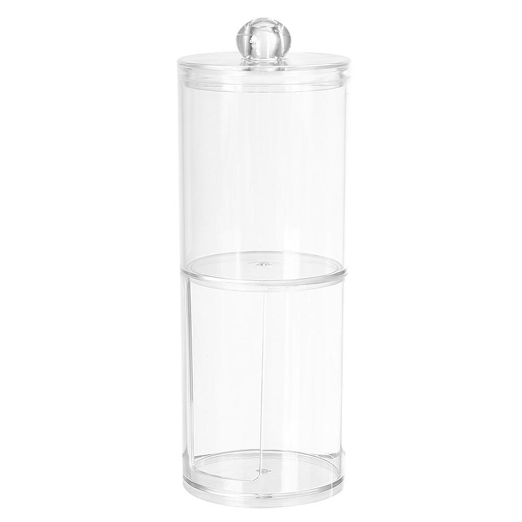Cotton Swab Organizer 2 Layer Round Transparent Plastic Cotton Swab Holder for Bathroom Bedroom