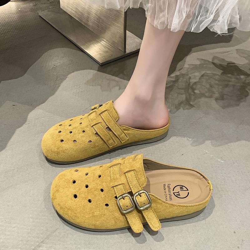 Summer flat-bottomed casual bag head hole shoes breathable half slippers women's shoes simple and versatile and comfortable one-pedal beach drag