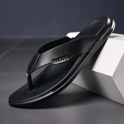 FashionMen's Flip Flops Fashion Beach Slipper Genuine Leather Casual Summer Shoes Flip-flops Summer Outdoor Flats Breathable Pantuflas