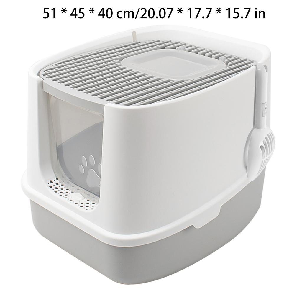 Large Fully Enclosed Cat Litter Box Front Entry Top Exit Cat Potty Toilet with Lid Litter Scoop
