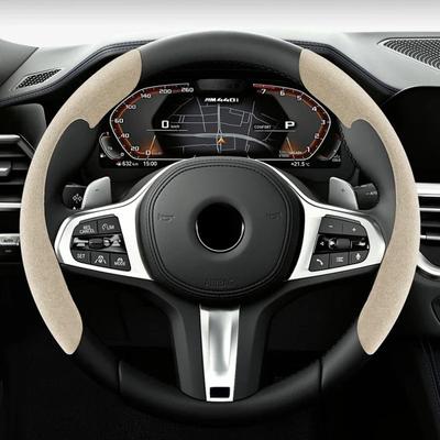 Coprivolante per auto in pelle scamosciata 38 cm 15 pollici Materiale in pelliccia Coprivolante universale Coprivolante antiscivolo Accessori