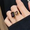 Elegant Rhinestone Open Square Ring - Versatile High-End Fashion Jewelry