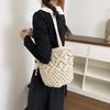 Drawstring Handwoven Tote Bag for Women Boho Summer Beach Bag with Geometric Pattern