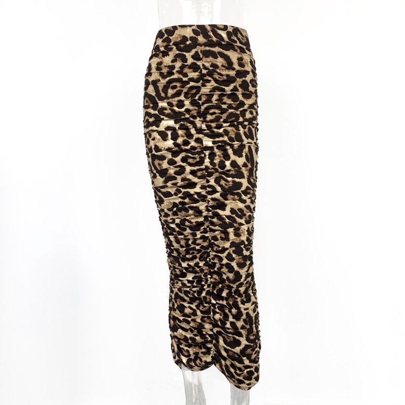 

Printed Elastic Waist Bag and Hip Skirt Print Elastic Waist Sheath Skirt Leopard print S