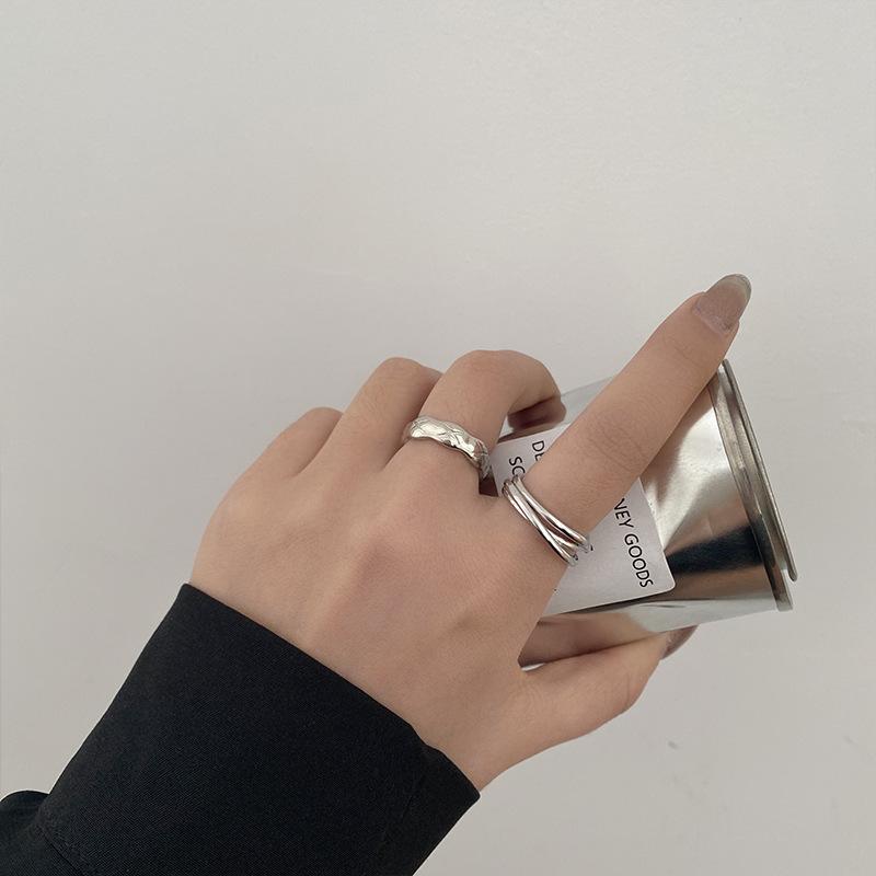 Cross Double Ring,Adjustable Finger Ring,Women Stack Ring,Minimalist Ring Set,Index Finger Ring,Unique Design Ring,Ladies Metal Ring,Personality Band