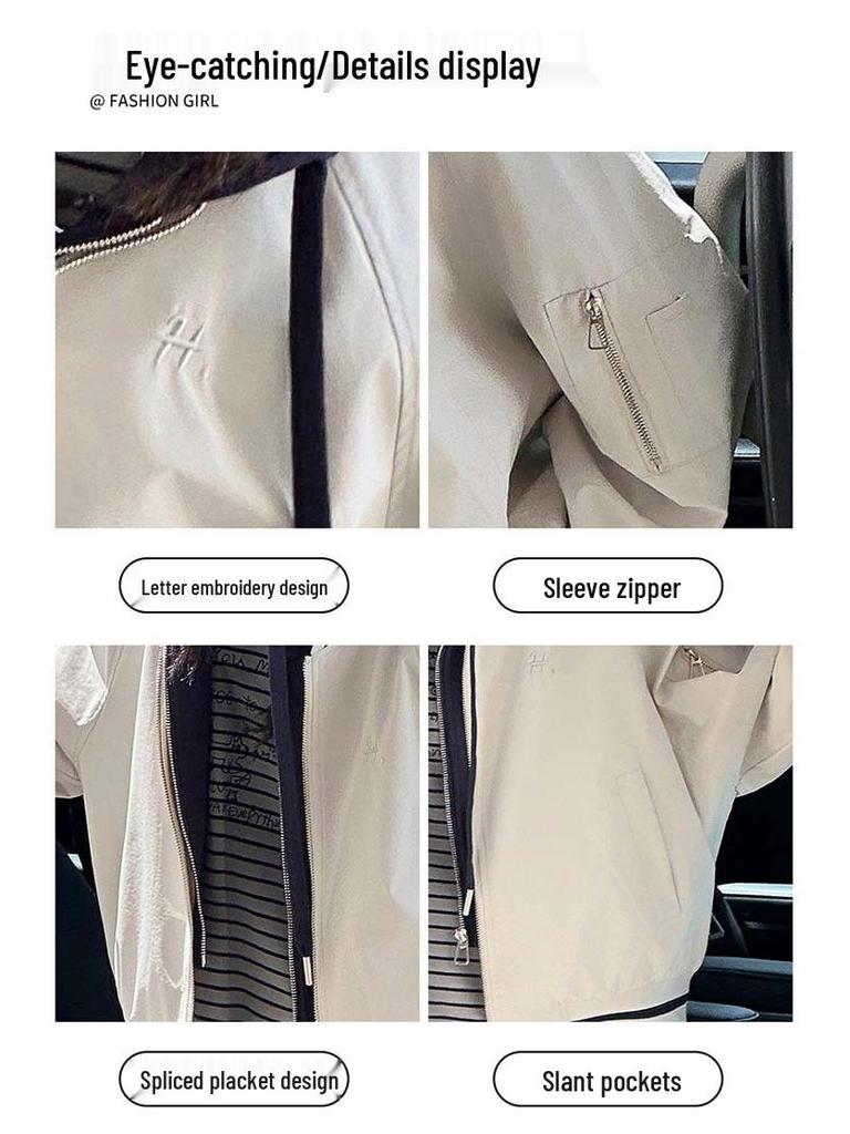 2025 Spring/Autumn Girls' Two-Piece Style Baseball Jacket - Fashionable Casual Top for Big Girls