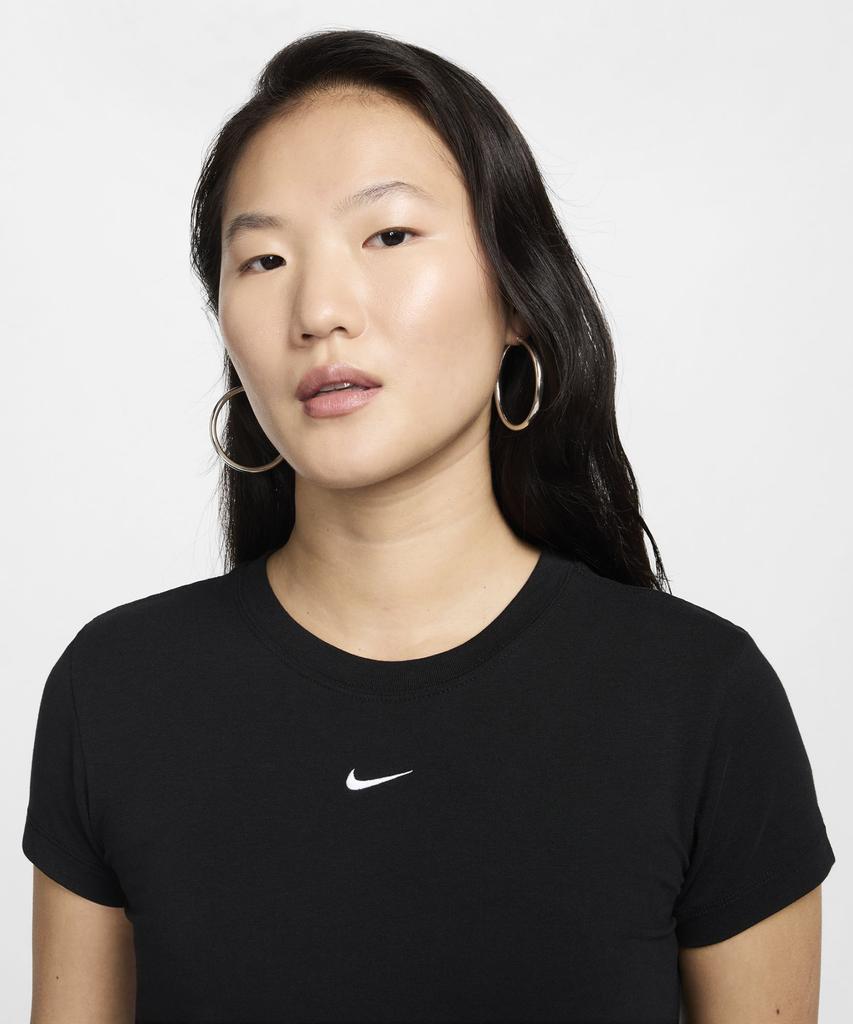 Nike Sportswear Chill Knit Crop T-Shirt W - Black:White / Fv5509-010