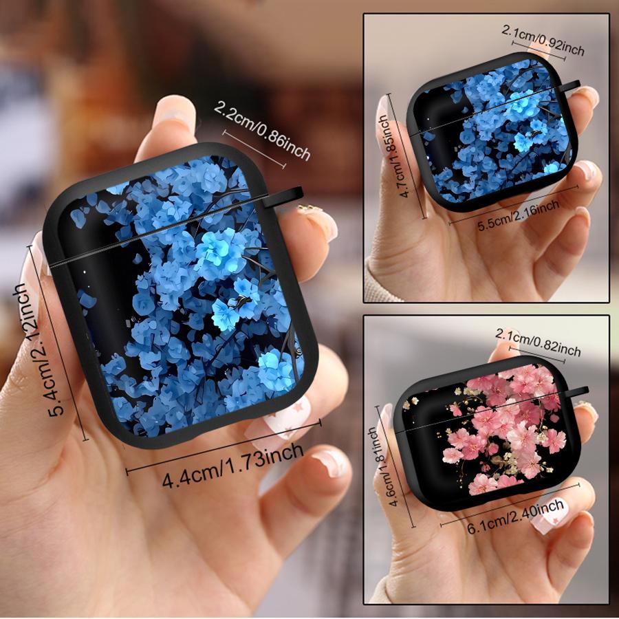 Case For Airpods Pro2 3 4 Pro3 Pro 1 2 Earphone Cases Cover Midnight Blue Flowers