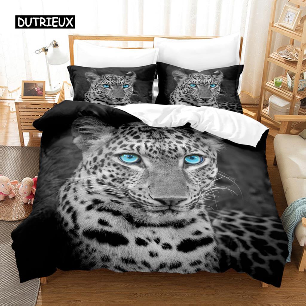 Tiger Duvet Cover Set King Wild Theme Twin Bedding Set Animals Pattern Decor Comforter Cover Microfiber Animal Theme Quilt Cover