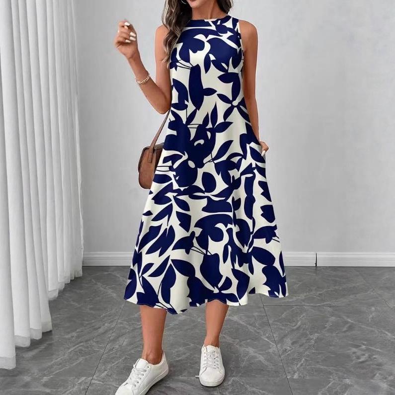 2026 Spring/Summer Sleeveless Printed Dress - Versatile Long Vest Skirt for Women