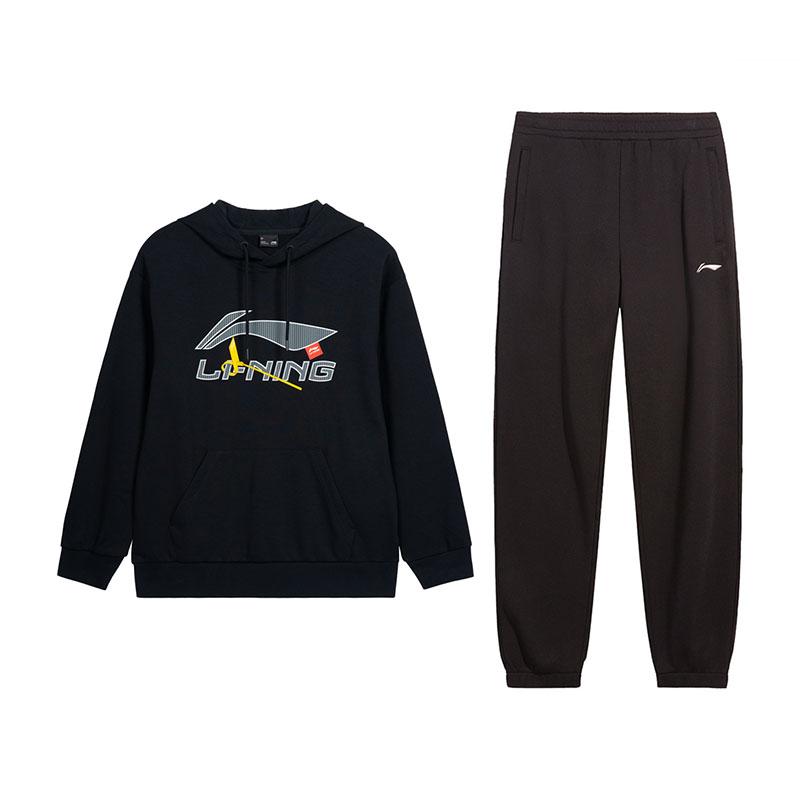 Li-Ning Повседневный спортивный худи и комплект из длинных штанов для мужчин Наборы AWDT601-5+AKLVE07-1