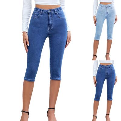 Modische und lässige Damen-Jeans mit hohem Stretchanteil, mittellang