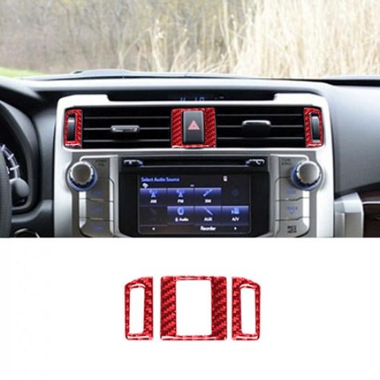 Red Carbon Fiber Car Front Center AC Vent Outlet Frame Cover For 4Runner 10-20