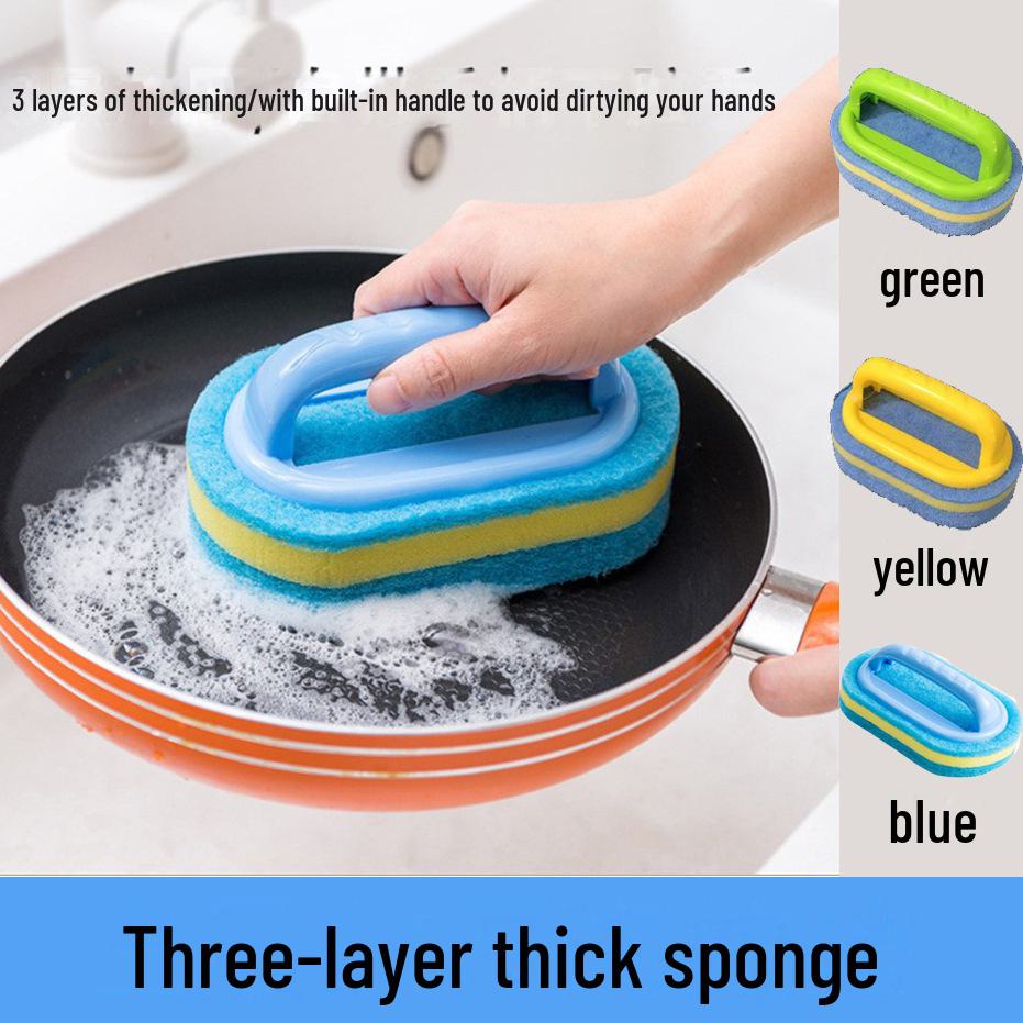 

Многофункциональный набор щеток для чистки: Щетка для дезинфекции ванны, кафельного пола, кухонных кастрюль, посуды - в комплект входят губка и абразивная губка OPP packaging [English label + barcode] зелёный