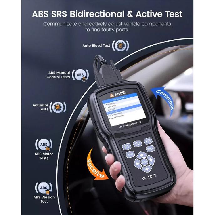 ANCEL AD610 PRO Car OBD2 Scanner ABS Bleeding SRS SAS Airbag Oil Light EPB Reset Bi-Directional Diagnostic Tool Code Reader