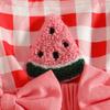 Sweet Baby Girl Fruit Flower Mesh Patchwork Dress with Lace Trim, Bowknot, Harem Skirt, and Hair Tie.