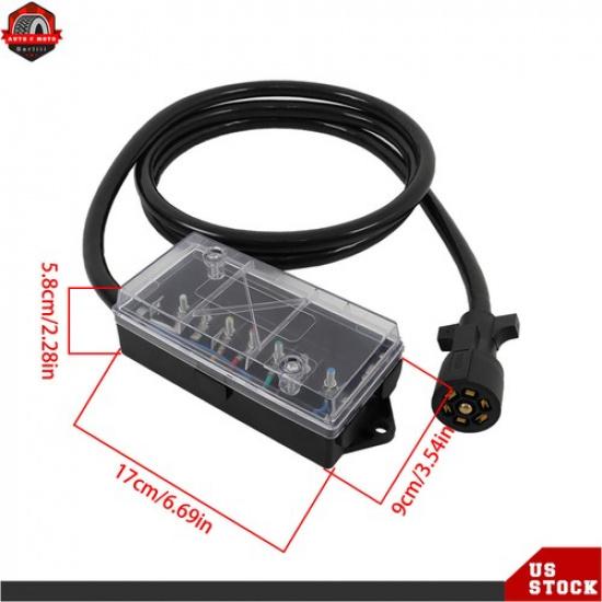 8ft 16ft Trailer Cord 7 Way Plug 7-Pole Inline Junction Box Wiring Harness Kit 8 FT