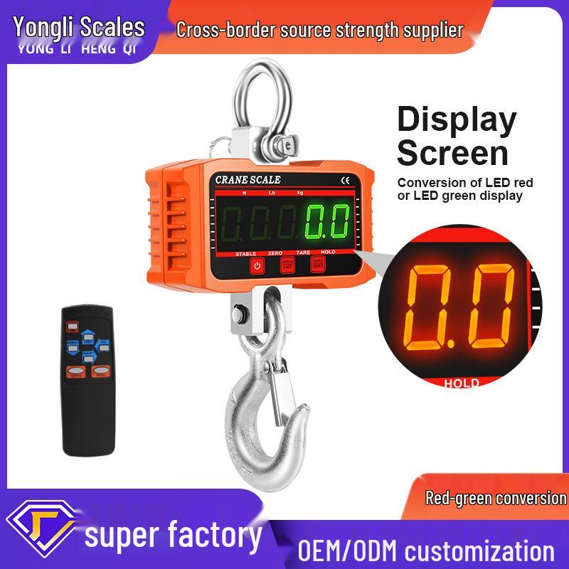2000kg Wireless Handheld Electronic Crane Scale - High Precision, Portable, Direct-Reading 2t Hook Scale