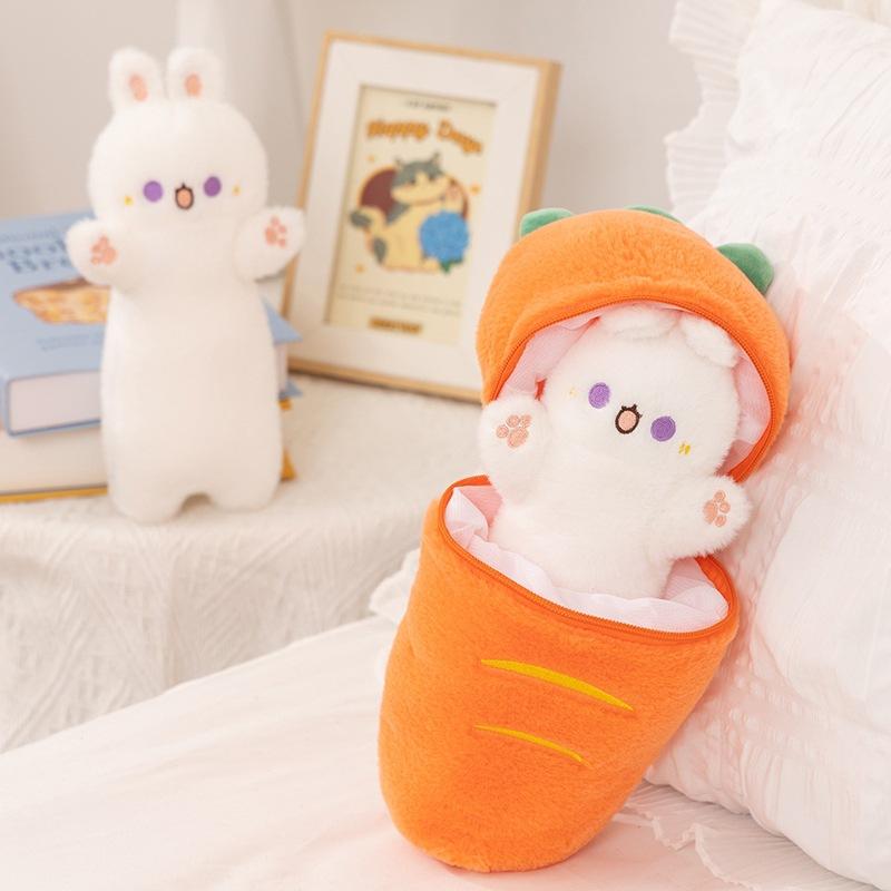 Carrot Rabbit Transformation Doll Plush Toy Carrot Doll Girls Accompany Soothing Doll
