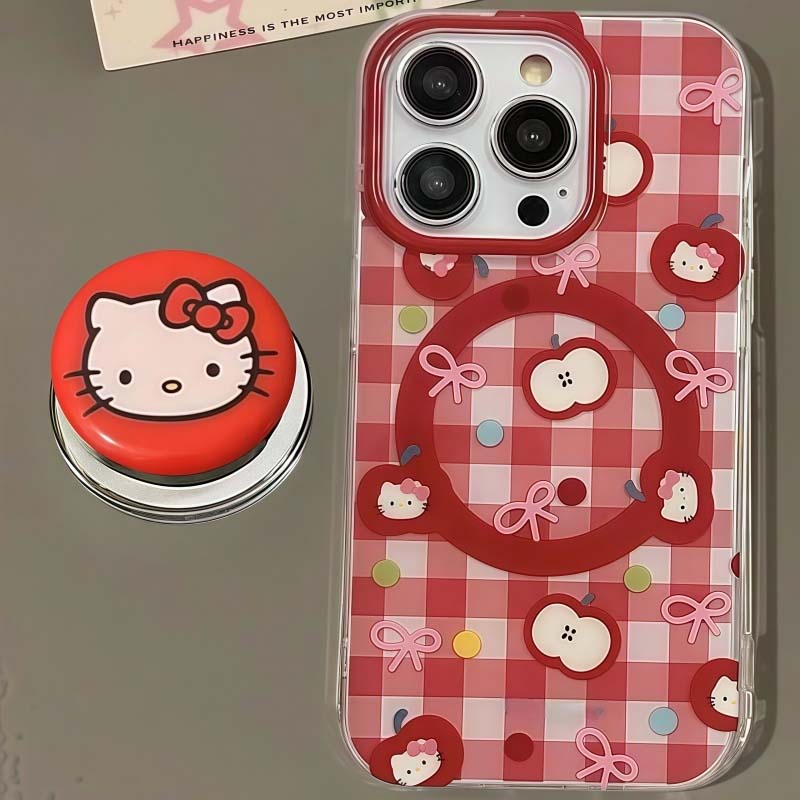 Magnetic Shake Kitty Holder Hello Kitty Case For Samsung Galaxy S26 Ultra S25 S24 S23 S22 Ultra Plus FE Flip 7 6 5G Phone Cover