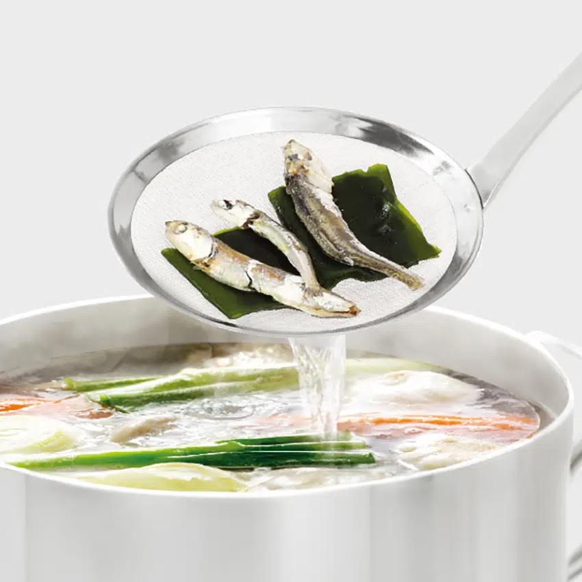 All-Stainless Steel Handle Strainer (10cm) Silver