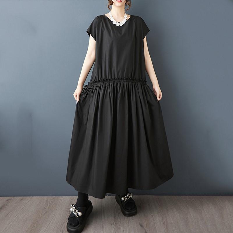 

Sleeveless Plus size Black vintage new in dresses for women casual loose long summer dress