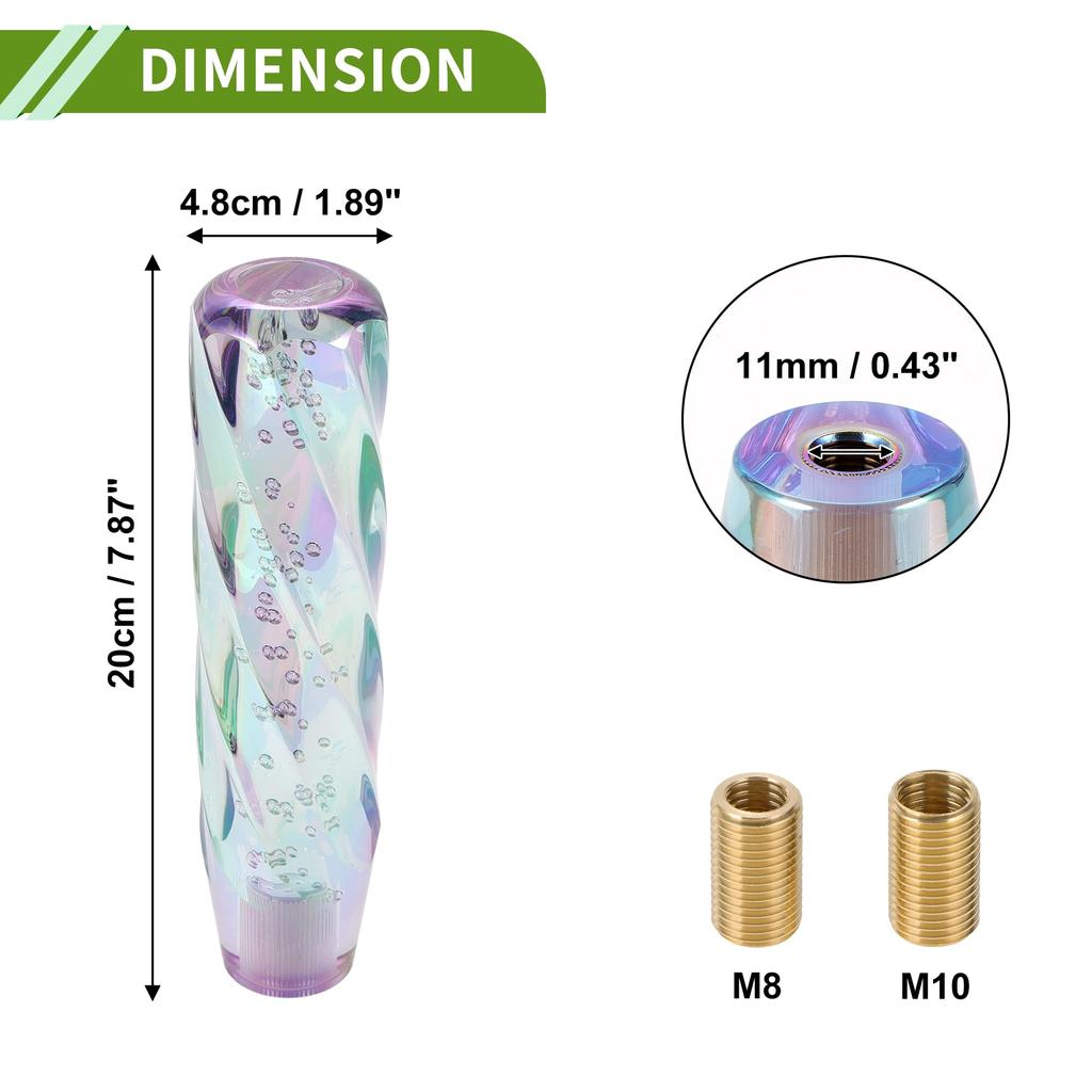 HOPESPANNER Twist Pattern Cristal 20cm Shift Knob Gear Shifter Knob Acrylic Stick Shifter Lever