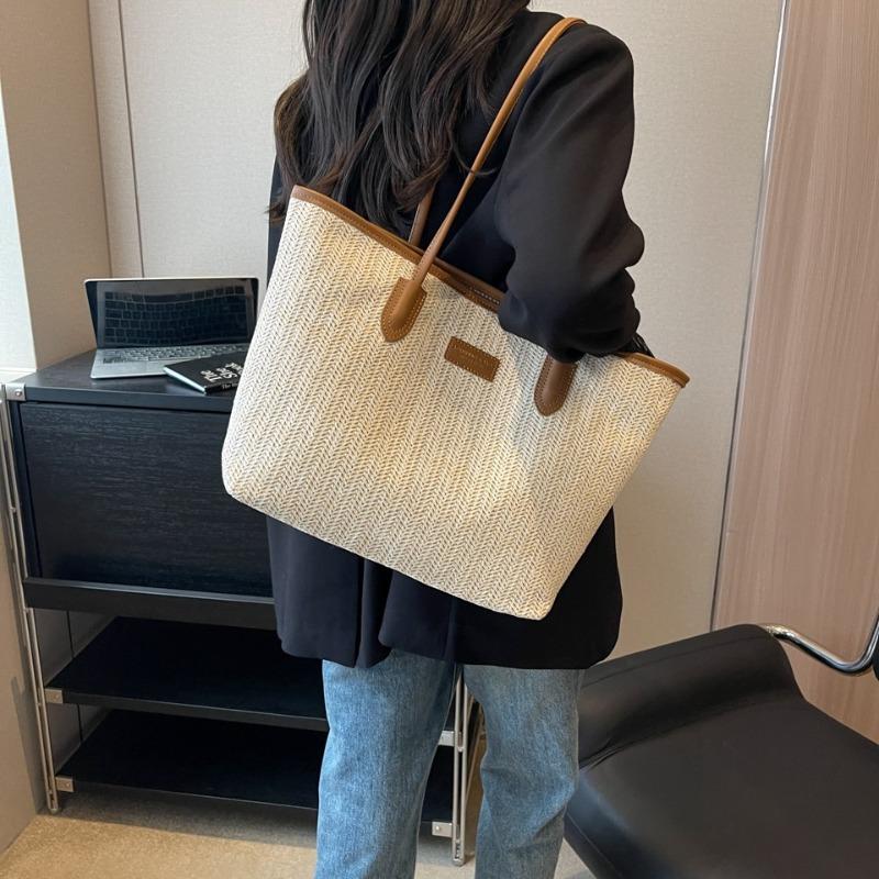 Woven Bag Versatile Large-capacity Bag Women's New Summer Commuter Straw Woven Shoulder Tote Bag Foreign Niche