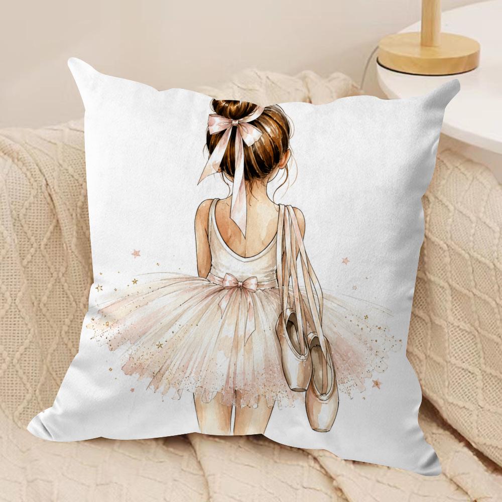 Watercolor Ballerinas Cushion Cover Pillow Case Short Plush Square Throw Pillow Covers Pillowcase Sofa Home Decor Gift