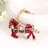Keychain Sparkling Rhinestones Inlaid Galloping Horse Design Keychain Pendant Enamel Oil Drip Process Smooth Edges Spring Buckle Key Holder Backpacks