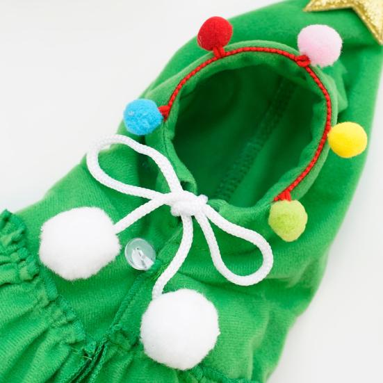 Christmas Pet Outfit Red/Green Pet Cloak with Star And Pom Poms Puppy