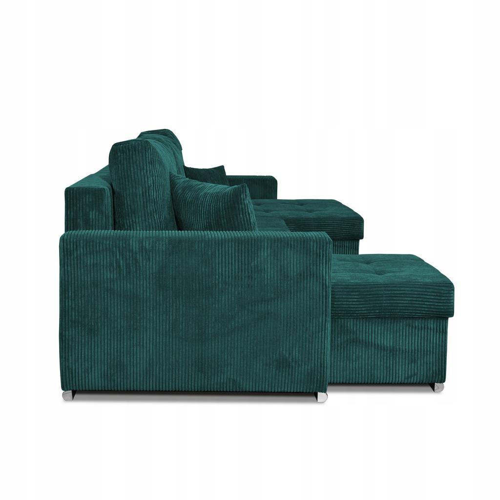 Bonito BIG Corner Sofa Bed Family Meble Corduroy Green