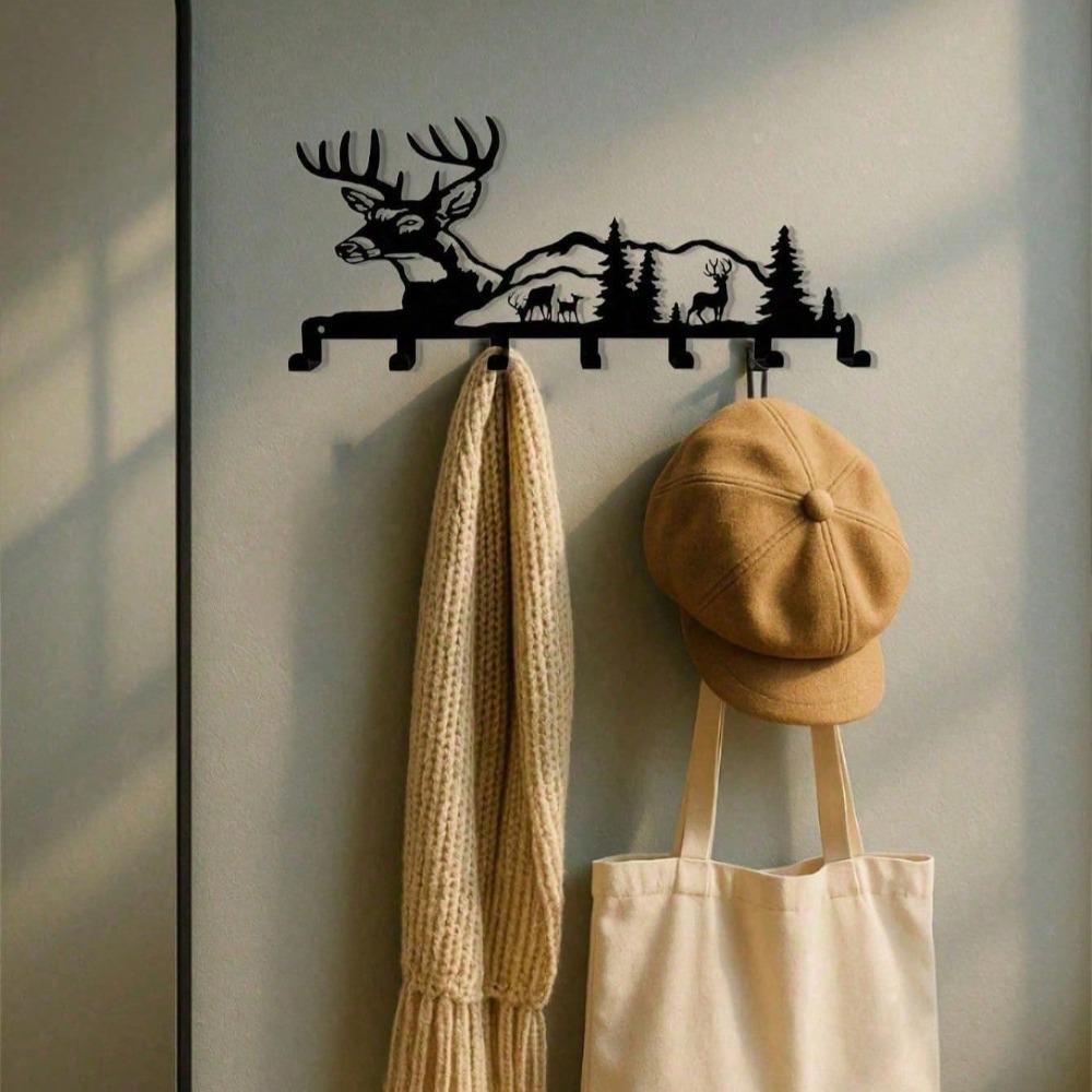 

Bohemian Deer Key Holder Wall Organizer 5 Hooks for Keys Coats Hats Nature Farmhouse Cottage Christmas Gift TY7149 разноцветный