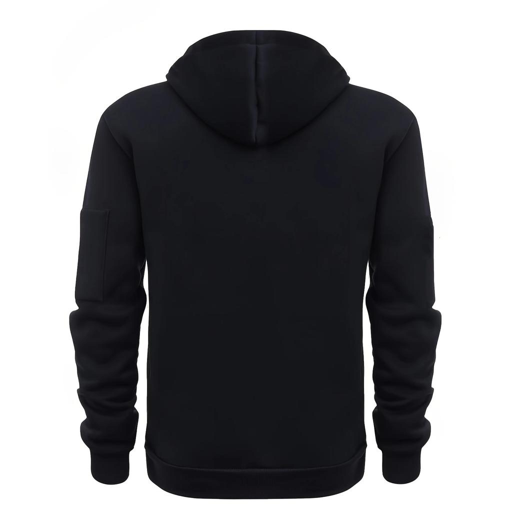 Große Größe Herbst und Winter Lässiger Sport Multi-Reißverschluss Armtasche Herren Sweatshirt Pullover Hoodie