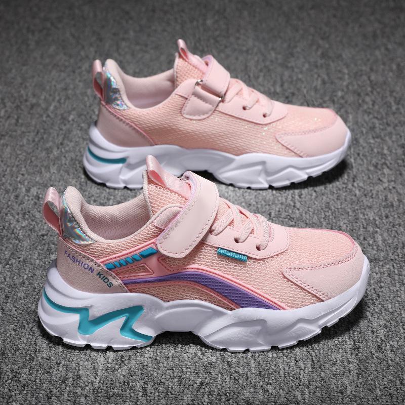 Girls' shoes 2025 spring, summer and autumn new boys' breathable mesh leather casual running shoes children's trend sports shoes