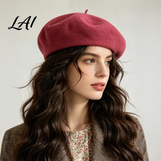 Casual Street Leisure Wear Women French Beret Hat Wool Blend Artist Retro Warm Gift for Her Painter Cap Solid Color Cozy Autumn Winter Elegant