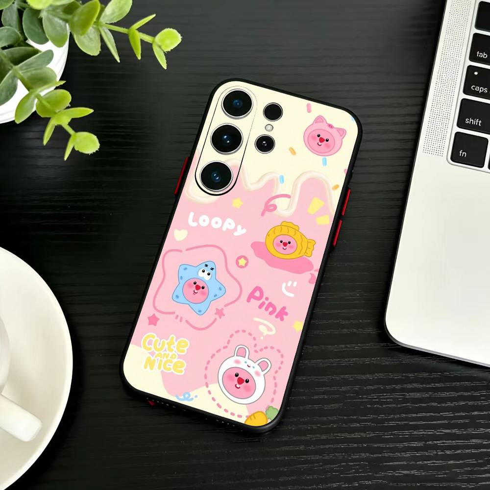 

Cute Cartoon M-loopy Phone Case For Samsung S26,S25,S24,S23,S22,S30,S21,Ultra,Plus,FE 5G Black Soft Cover Samsung S25ULTRA