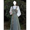 Vintage Casual Camisole Denim Dress for Women Elegant Sleeveless A-line High Waist Drawstring Belt Dresses Korean Style
