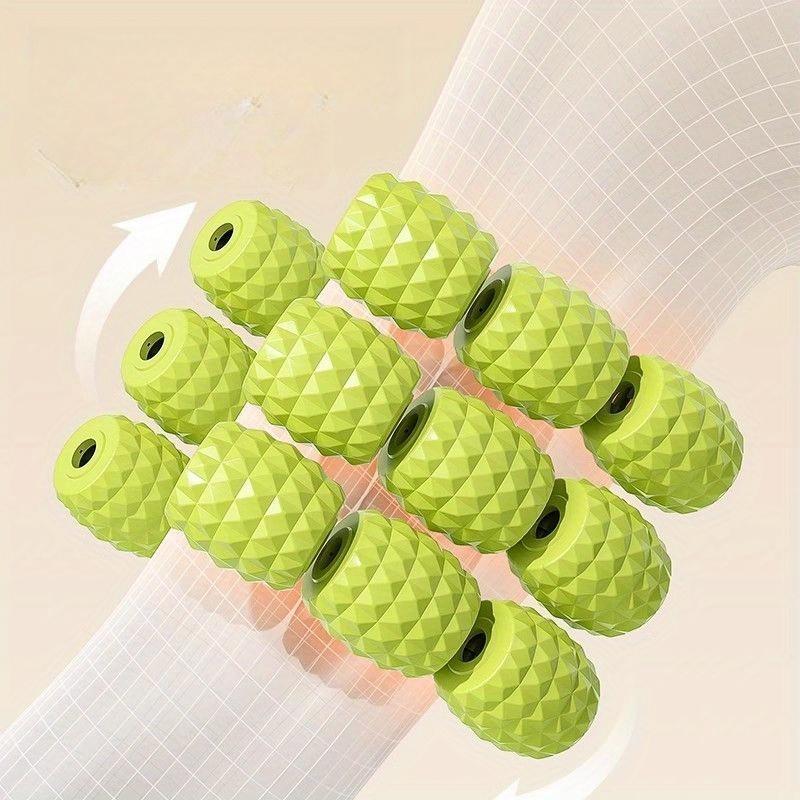 29-Wheel Leg Massager for Muscle Relief - Green, Multifunctional Fitness Equipment for Slimming, Calf Stretching and Relaxation, ABS Material