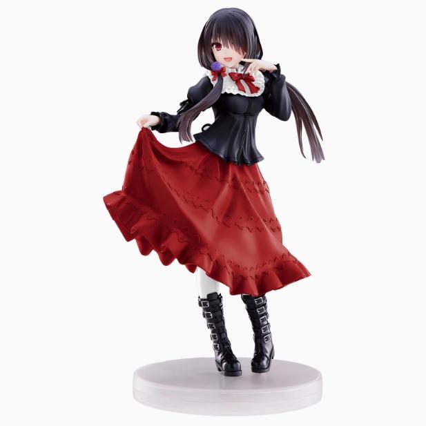 

18CM DATE A LIVE Tokisaki Kurumi Anime Figure Adorable Girls Model Toy PVC Black Gown Gown Up Standing Model Car Model Ornaments