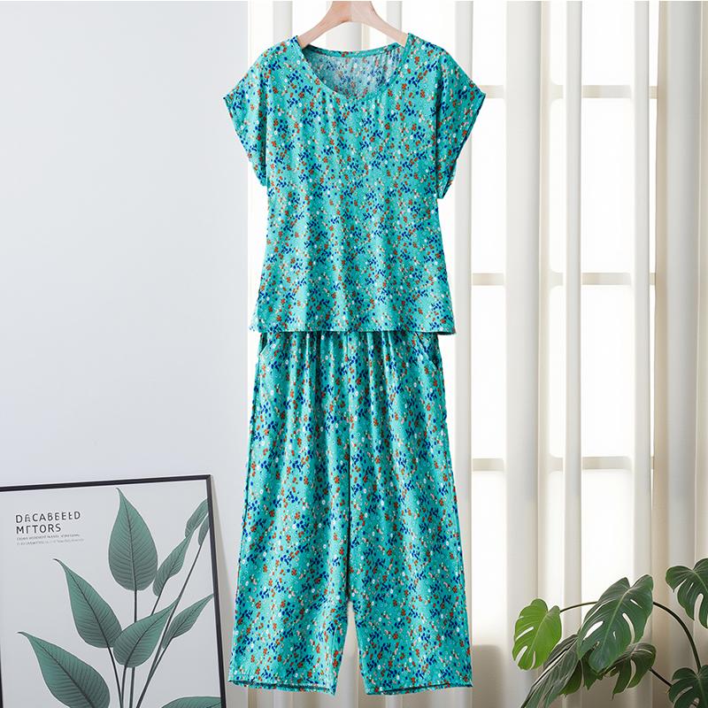 Plus Size Women Two Peice Sets Summer Loose Elegant High Waist Pant Sets Female Casual Vintage Print Oversize Suit