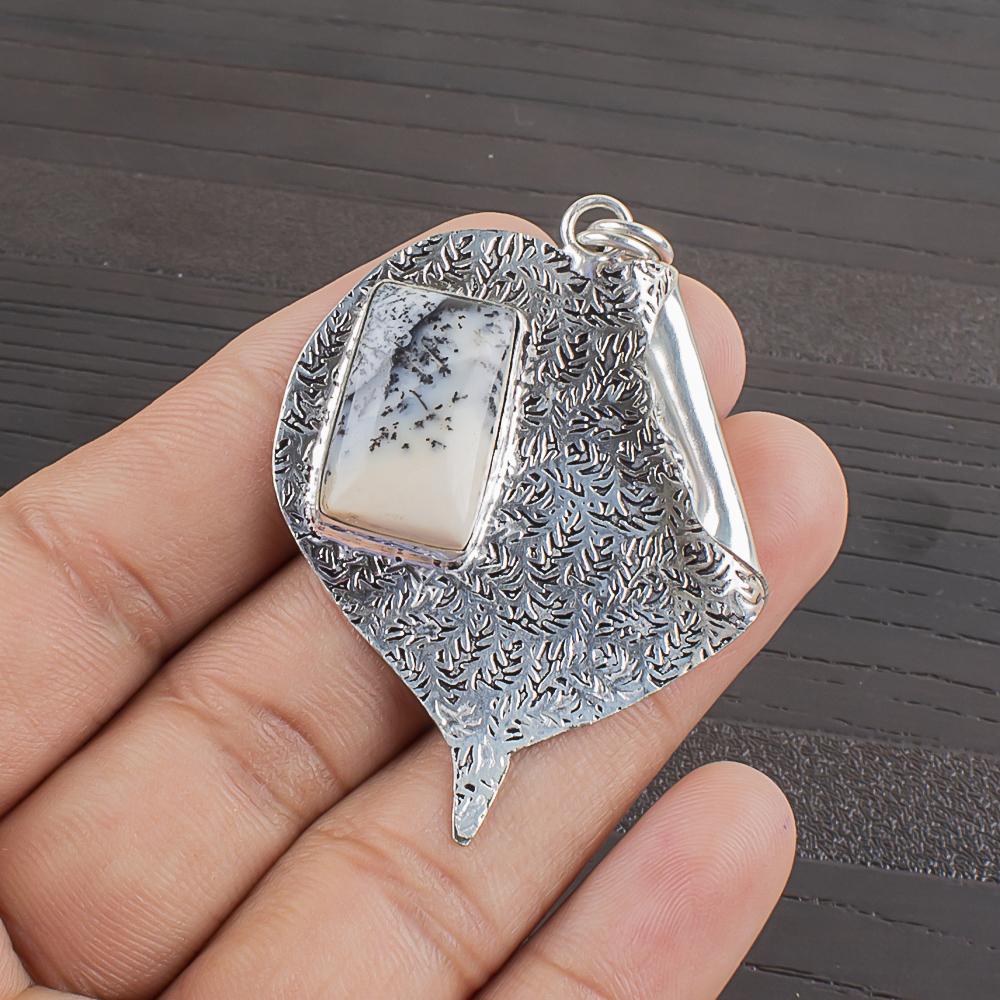 Natural Dendritic Opal Gemstone 925 Sterling Silver Jewelry  Pendant 2.09  AJP-2412