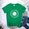 Spring Women's Simple Monochrome Sunflower Pattern Printed Pullover Loose Round Neck Pure Cotton Short Sleeved T-Shirts Women’s