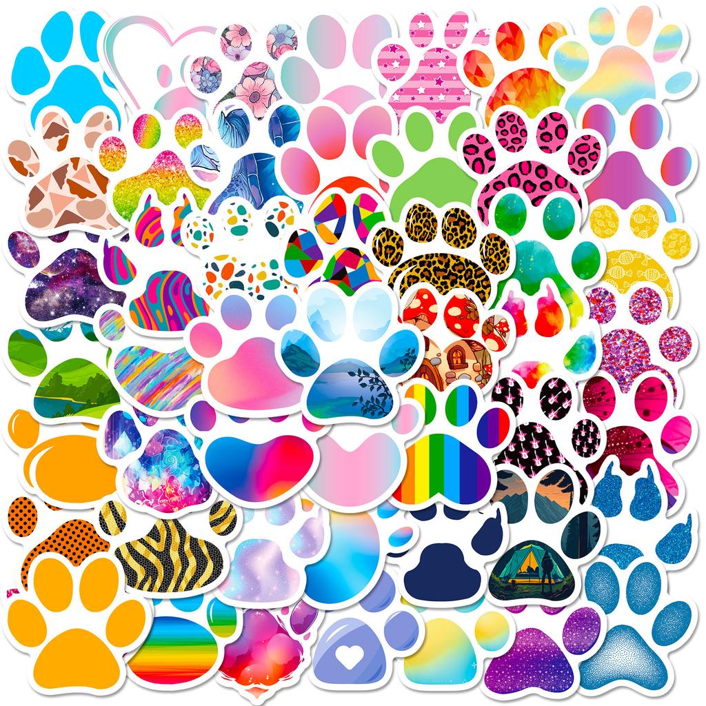 50 Fun Paw Prints Stickers Animal Dog Cat Paws Personality Fashion Animal Footprints Paw Prints Art Stickers